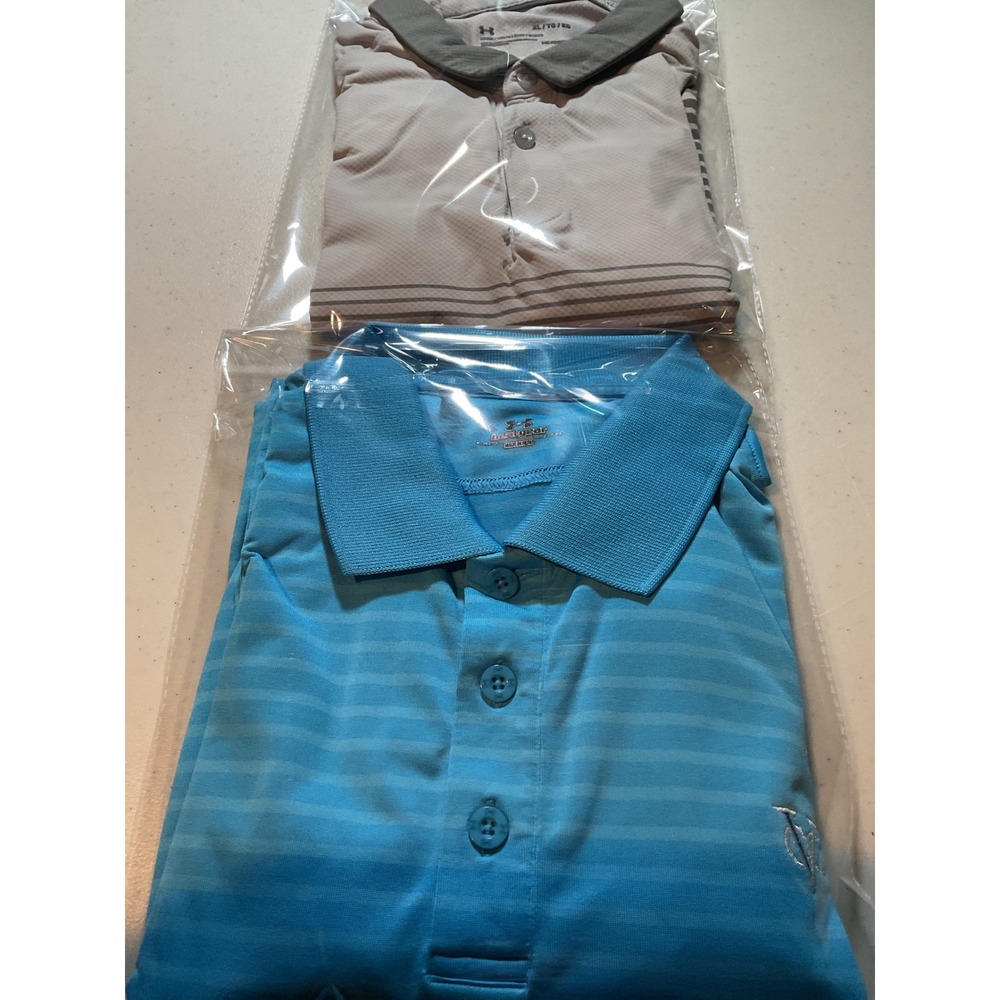 Under Armour Men’s Polo Shirts - Light Gray & Aqua Blue